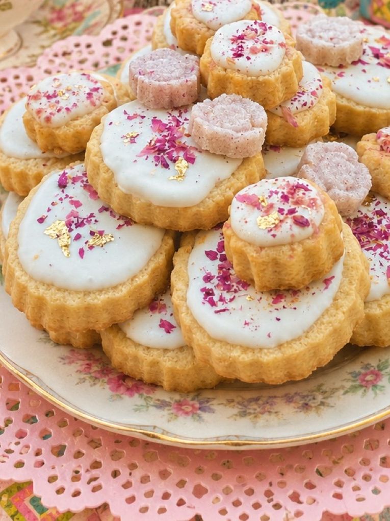 Tea sweets with vintage china and decorative tablescape details